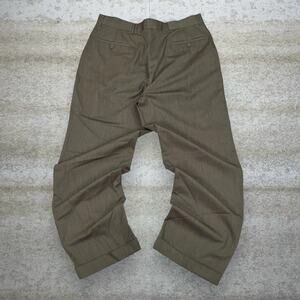 Vintage Linardo Dress Pants Military Green Baggy Wide Leg Pleated Front 90s